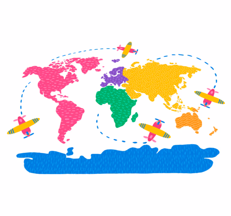 Tapis vinyle carte du monde pour vos voyages - TenStickers