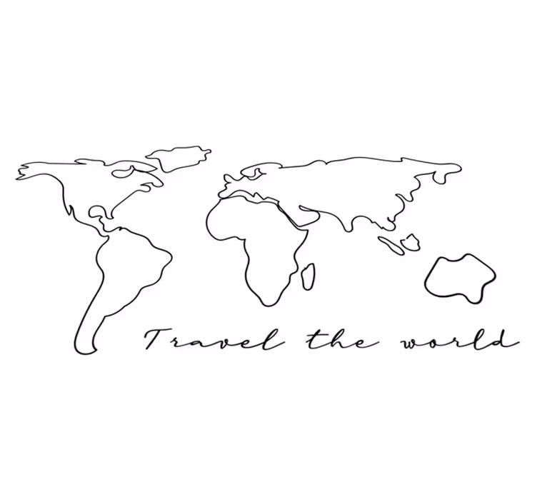 Tapis vinyle carte du monde avec texte voyage - TenStickers