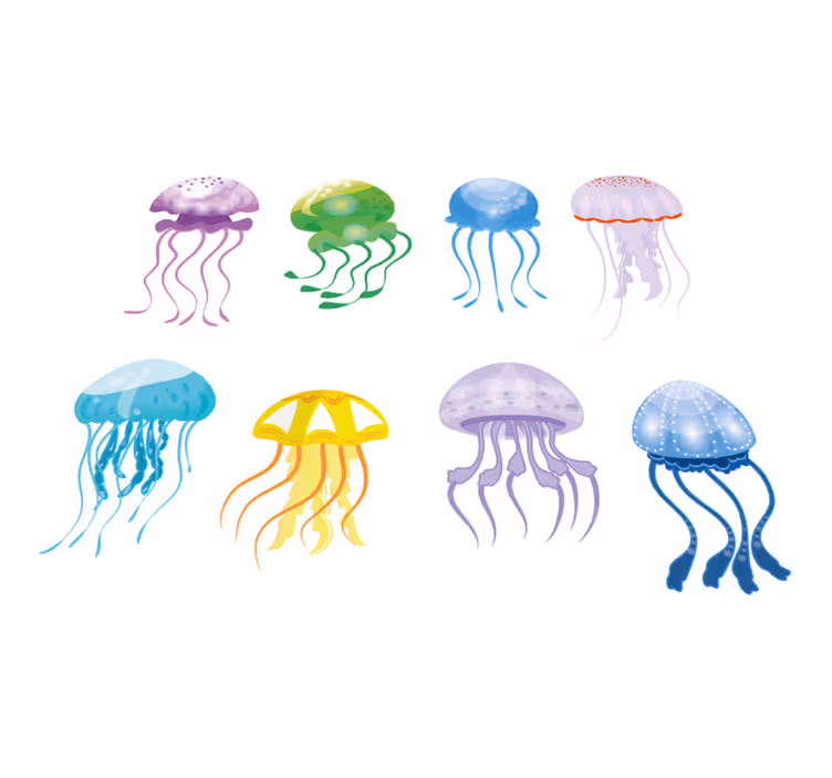 Tapis vinyle salle de bain couleurs de méduses - TenStickers