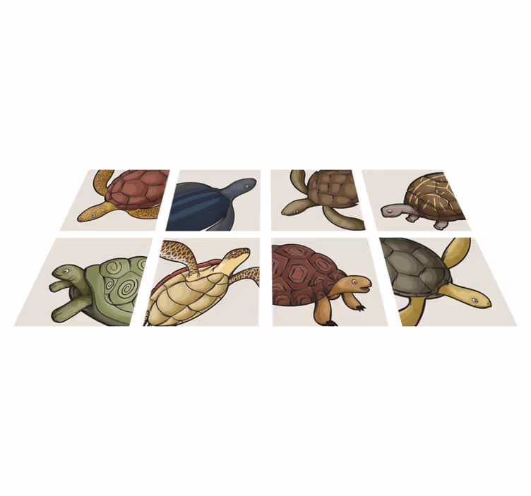Tapis vinyle salle de bain carreaux de tortues variés - TenStickers