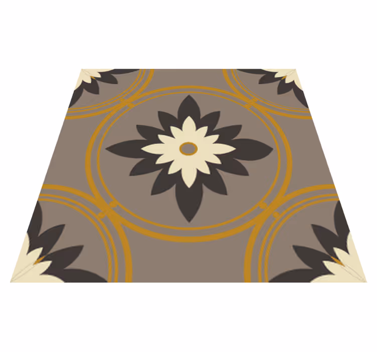 Tapis vinyle salle de bain motif ciment brun hydraulique - TenStickers