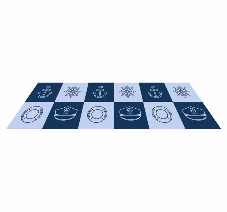 Tapis vinyle salle de bain motifs marins - TenStickers