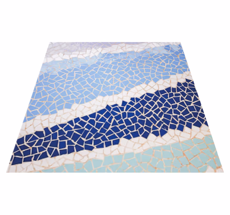 Tapis vinyle salle de bain carreaux irréguliers bleus - TenStickers
