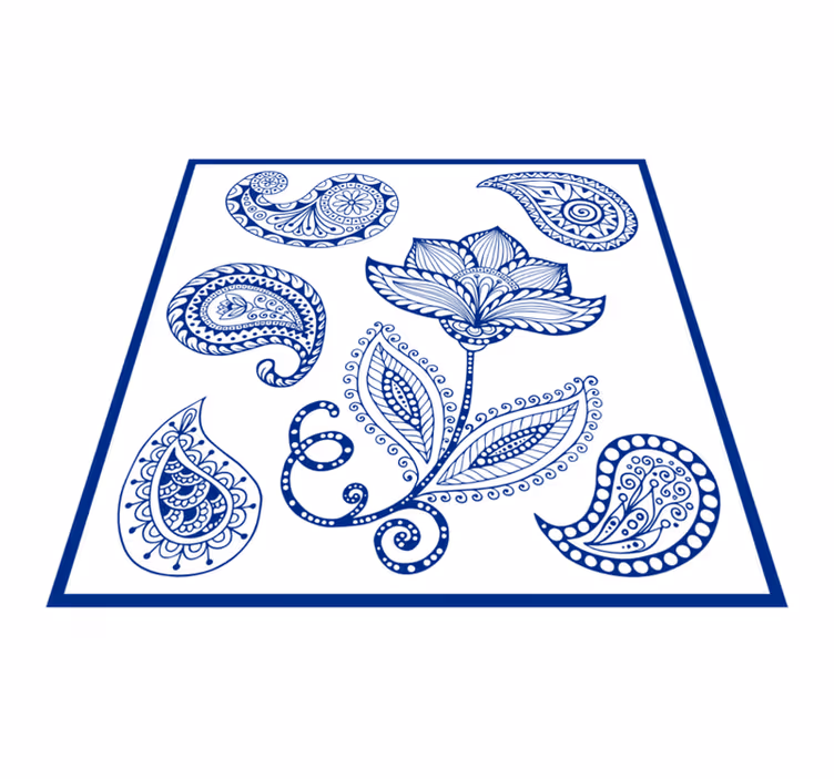 Tapis vinyle cuisine motifs cachemire et fleurs - TenStickers