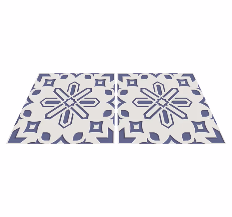 Tapis vinyle cuisine motifs carreaux ciment bleu et blanc - TenStickers