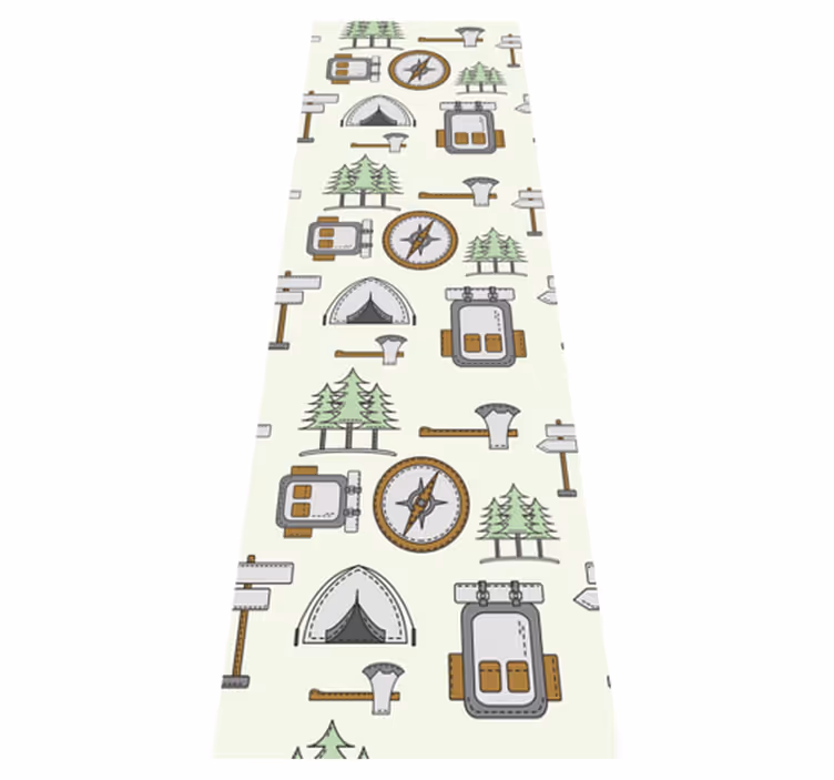 Tapis vinyle chambre sac de camping bol boussole hachette - TenStickers