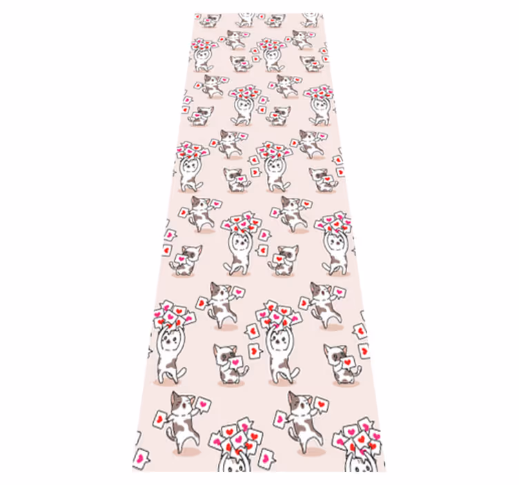 Tapis vinyle chambre motifs chats avec cœurs - TenStickers