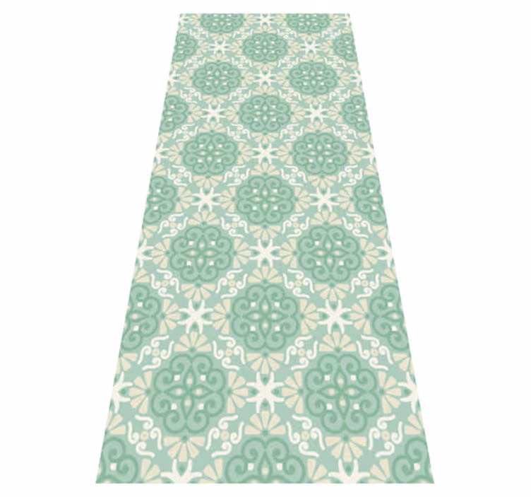 Tapis vinyle chambre motif floral vert nordique - TenStickers