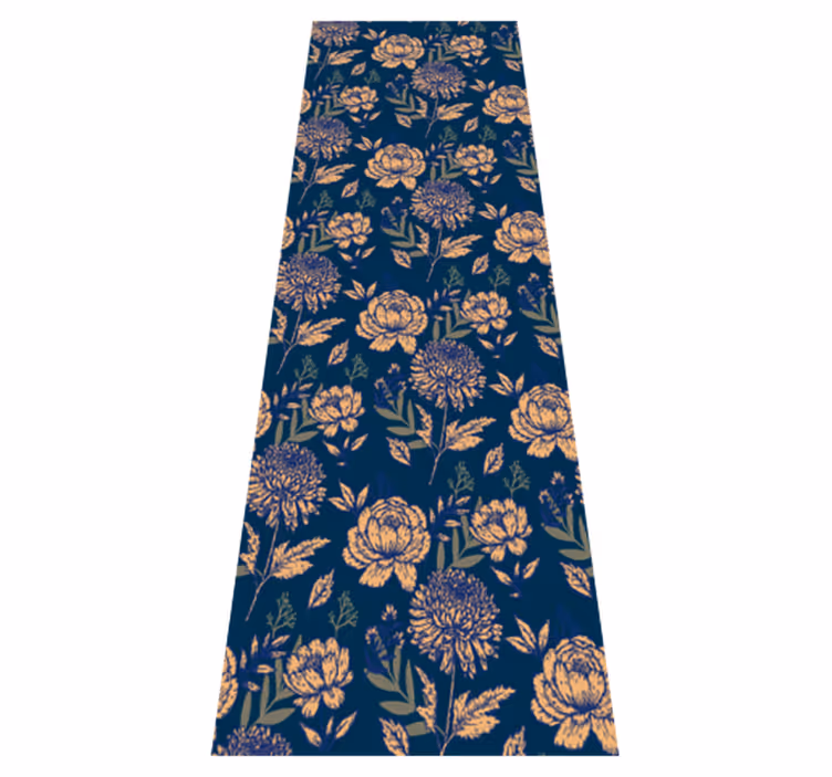 Tapis vinyle chambre motif bleu et jaune provincial - TenStickers