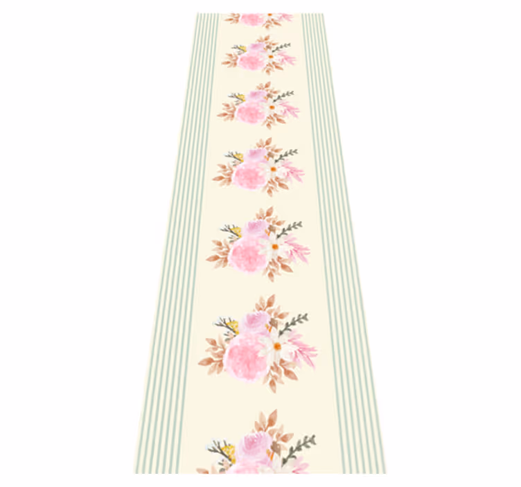 Tapis vinyle chambre motif floral rayé provincial - TenStickers