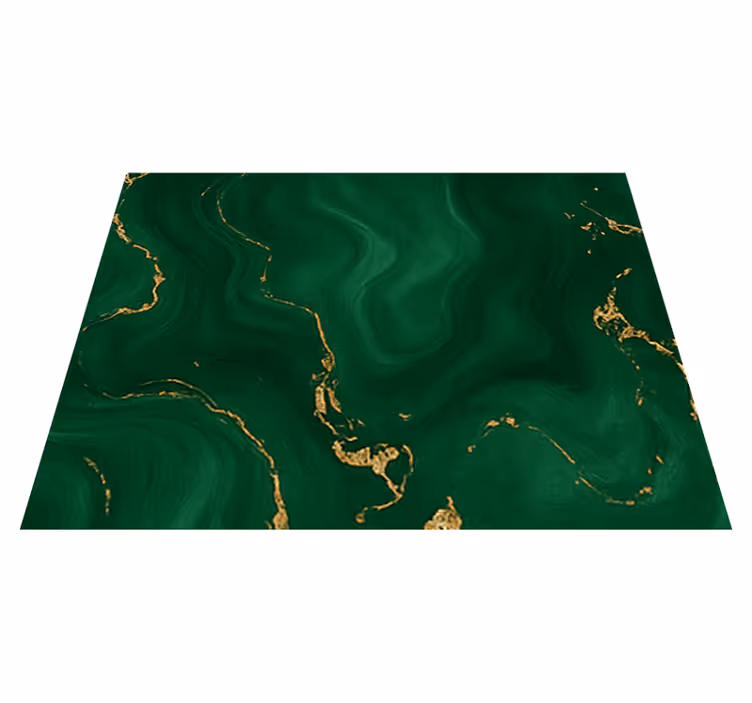 Tapis vinyle chambre vert émeraude marbre doré - TenStickers