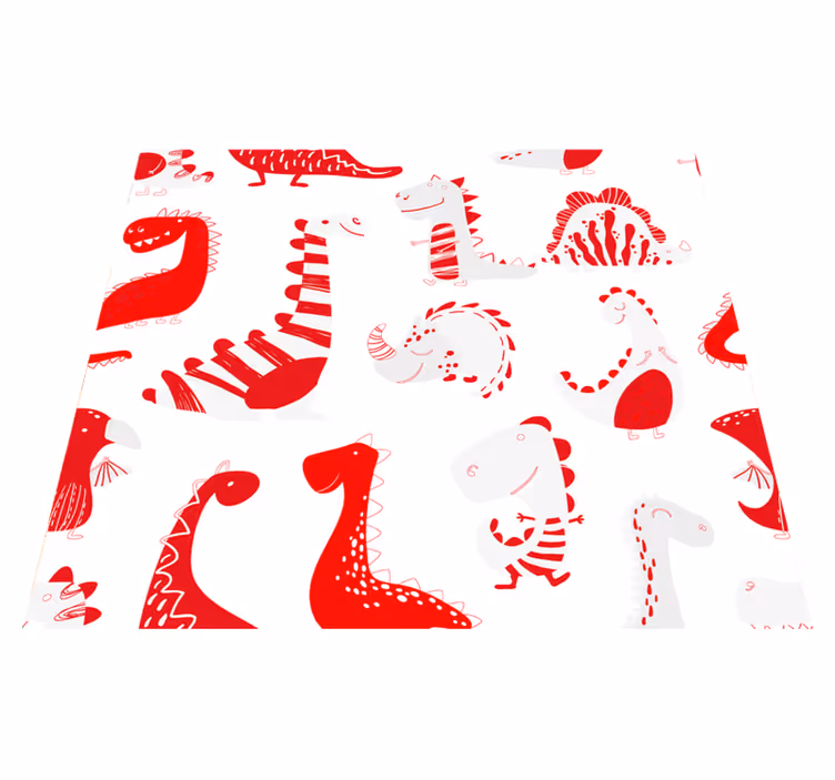 Tapis vinyle chambre croquis de dinosaures rouges - TenStickers