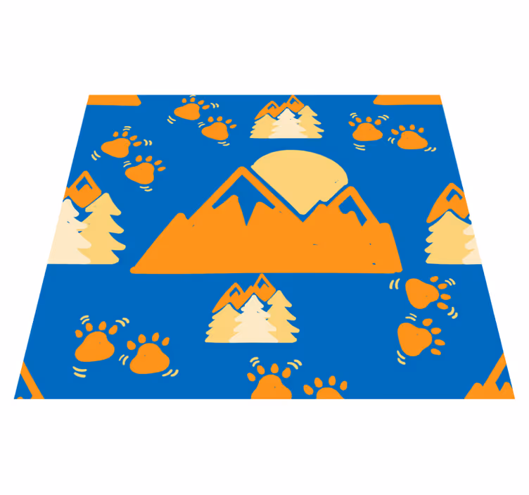 Tapis vinyle chambre empreintes sur fond bleu nuit - TenStickers