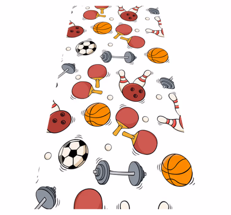 Tapis vinyle chambre style croquis équipements sportifs - TenStickers