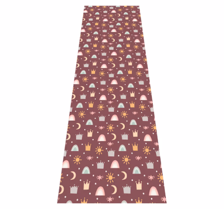 Tapis vinyle chambre motif couronnes étoiles et arc-en-ciel - TenStickers