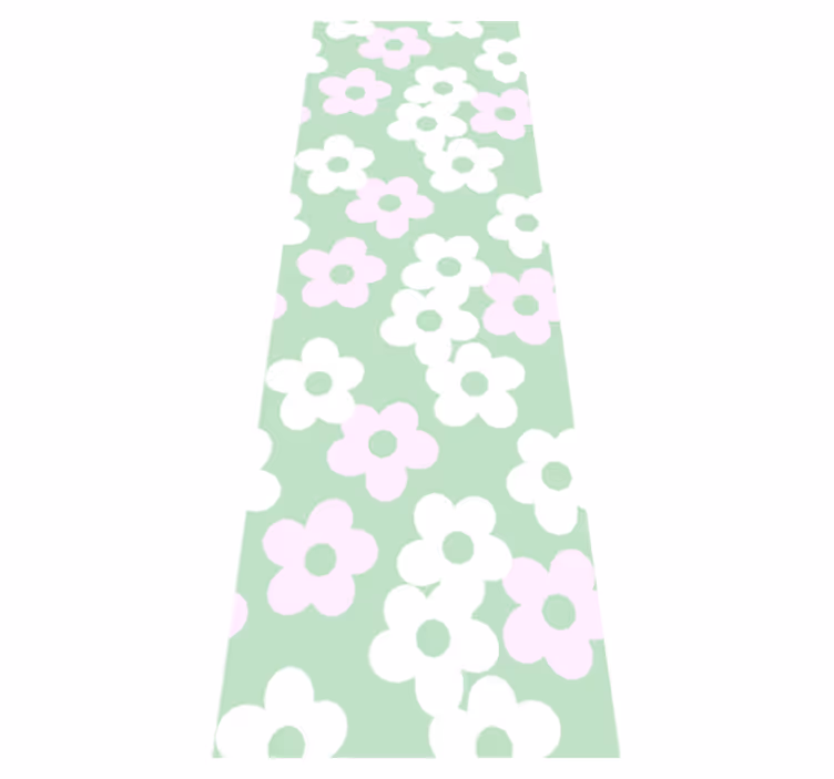 Tapis vinyle chambre vert avec fleurs blanches et roses - TenStickers