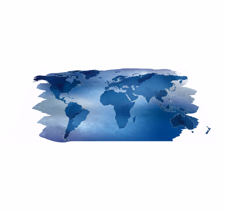 Tapis vinyle chambre carte du monde aquarelle bleue - TenStickers
