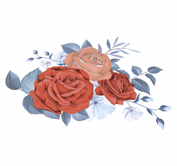 Tapis vinyle chambre bouquet de fleurs bleues - TenStickers