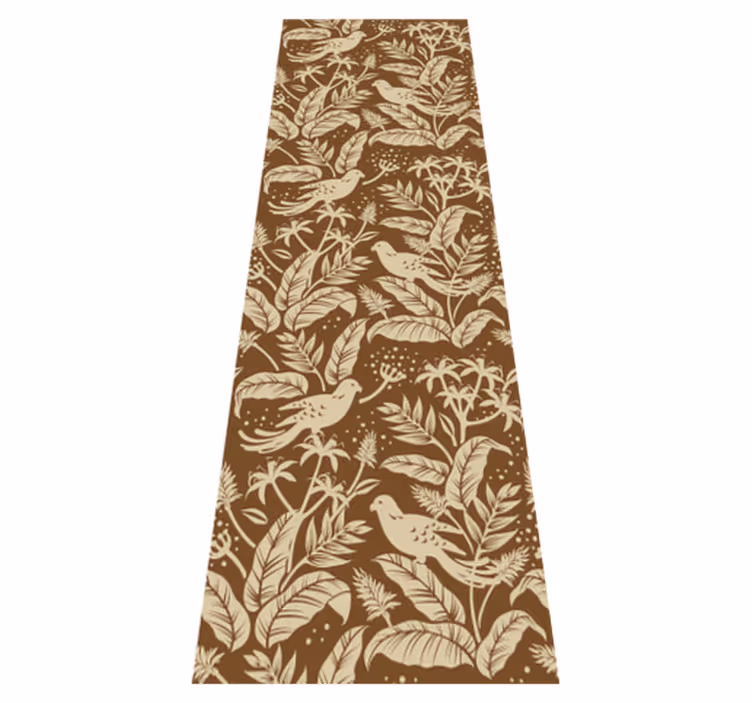 Tapis vinyle nordique oiseaux dorés et marron - TenStickers