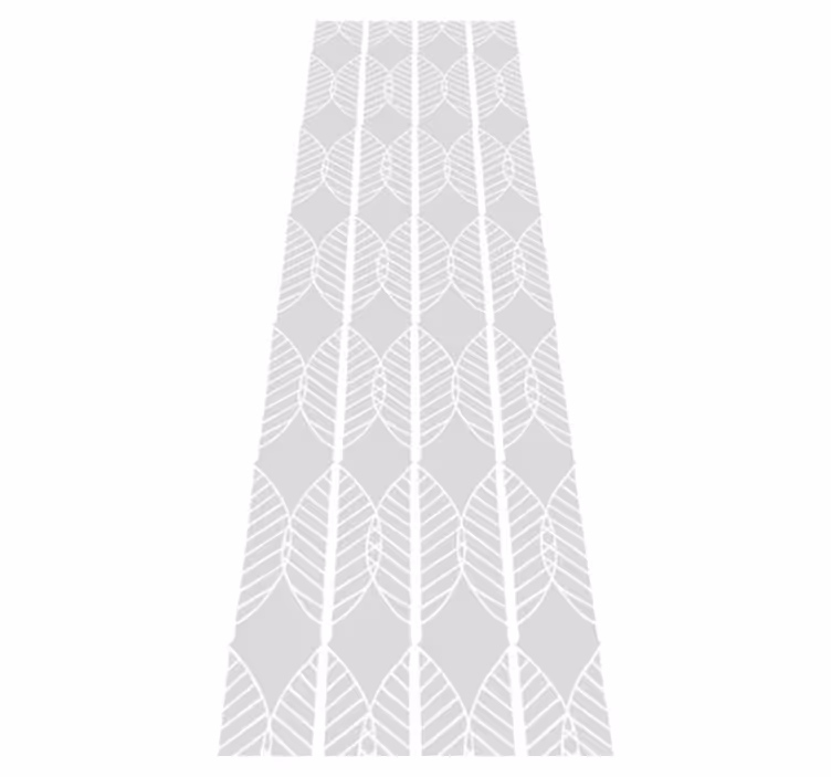 Tapis vinyle nordique ligne de feuilles blanches sur gris - TenStickers