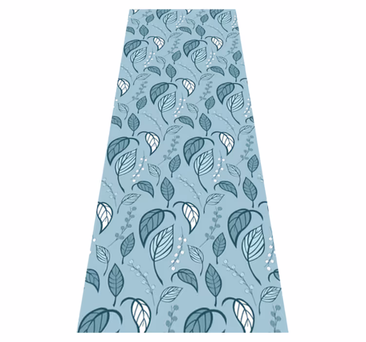 Tapis vinyle nordique motif feuilles bleues - TenStickers