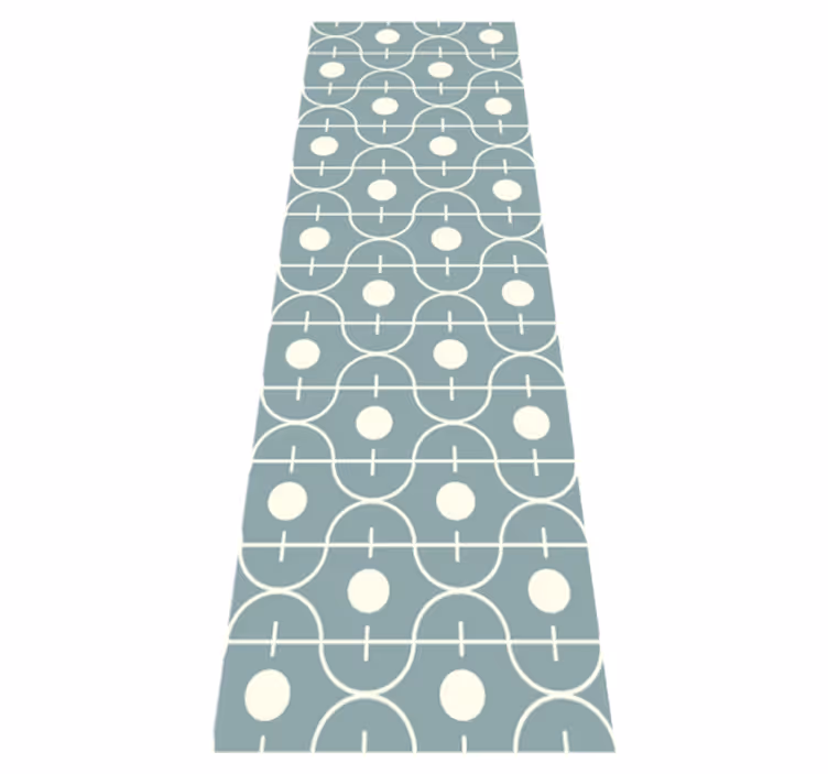 Tapis vinyle nordique motif japandi bleu géométrique - TenStickers