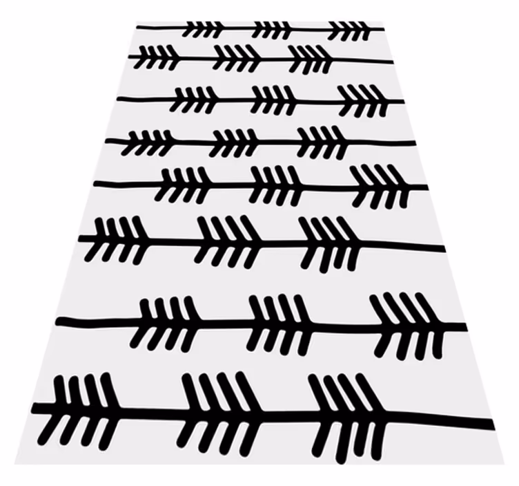 Tapis vinyle nordique flèches abstraites noires sur blanc - TenStickers