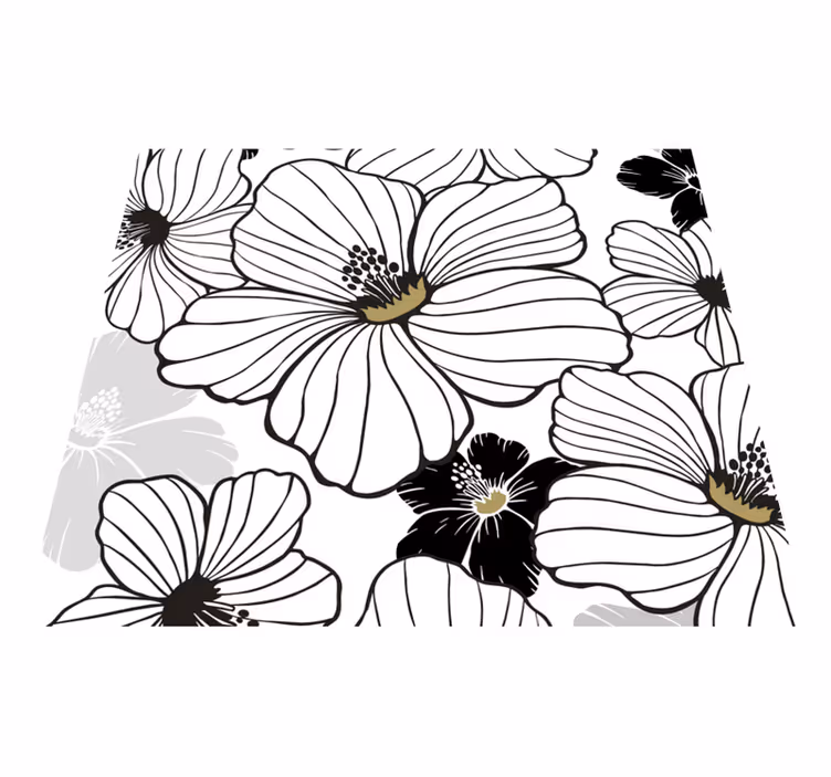 Tapis vinyle nature motif fleurs d'hibiscus blanches - TenStickers