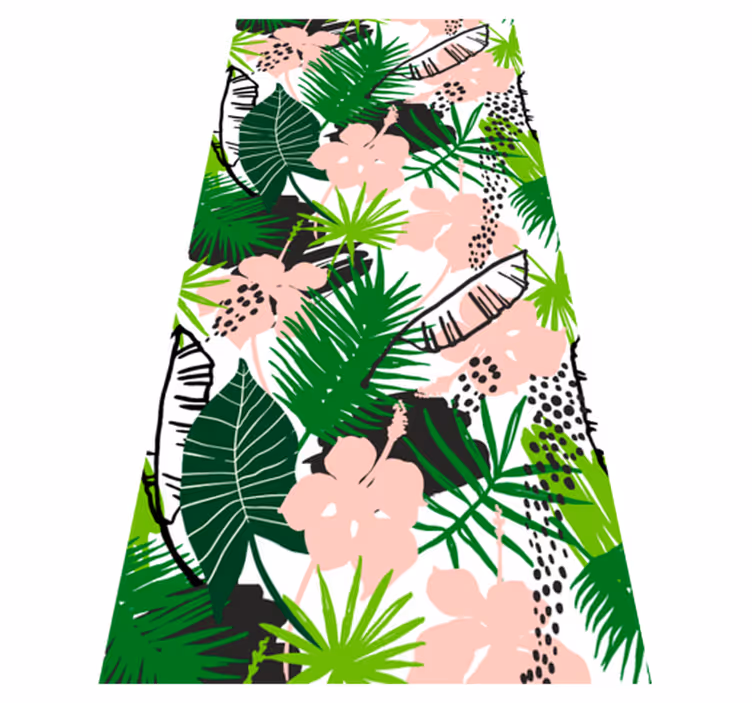 Tapis vinyle nature motif tropical feuilles et fleurs - TenStickers