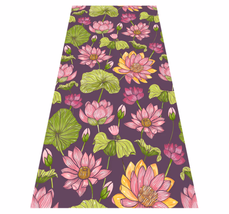 Tapis vinyle nature feuilles et fleurs de lotus - TenStickers