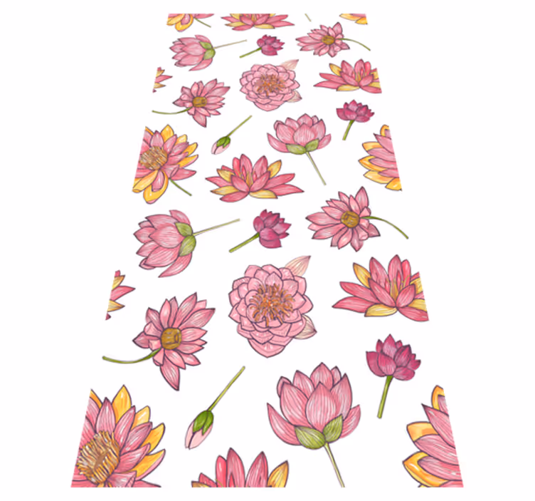 Tapis vinyle nature fleurs de lotus roses - TenStickers