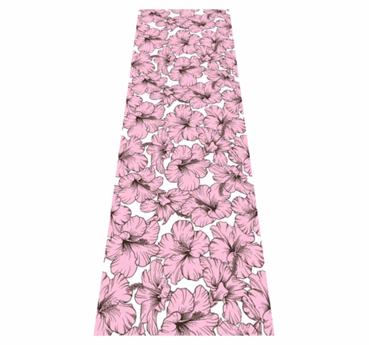 Tapis vinyle nature motif hibiscus fleurs roses - TenStickers