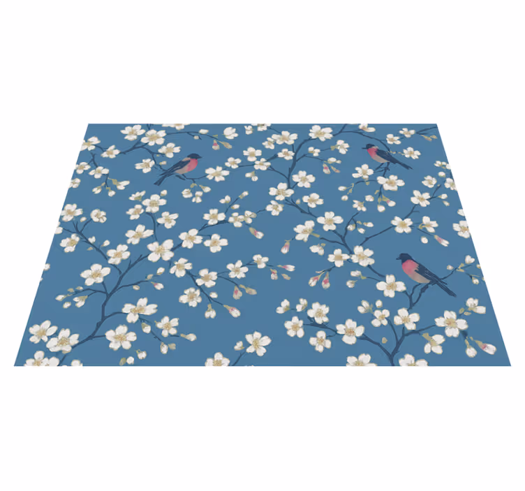 Tapis vinyle nature oiseaux des vergers bleus - TenStickers