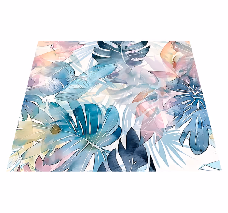 Tapis vinyle nature grandes feuilles dessinées - TenStickers