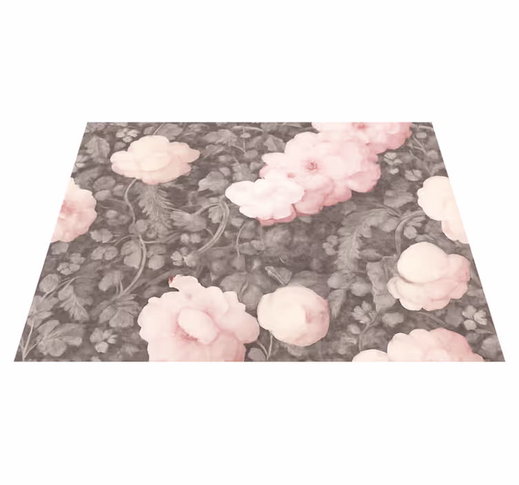 Tapis vinyle nature lin vintage fleuri - TenStickers