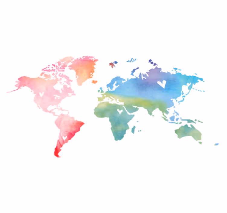 Tapis vinyle carte du monde texture aquarelle couleur - TenStickers