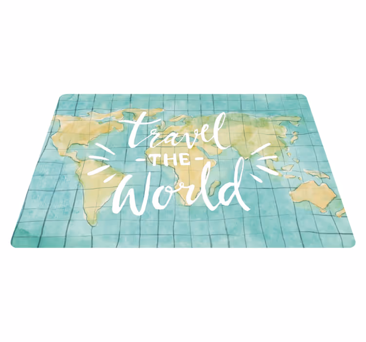Tapis vinyle carte du monde pour voyager autour du monde - TenStickers