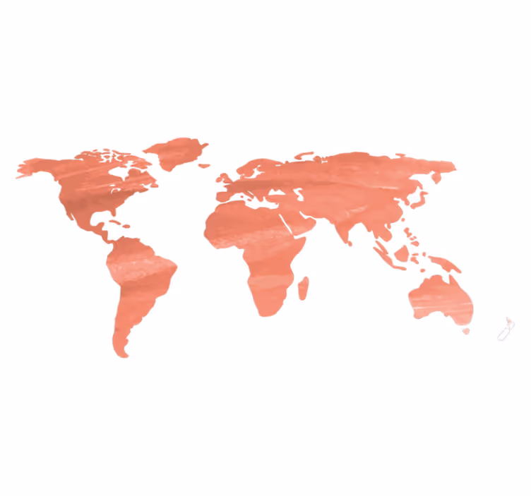 Tapis vinyle carte du monde couleur corail vivant - TenStickers