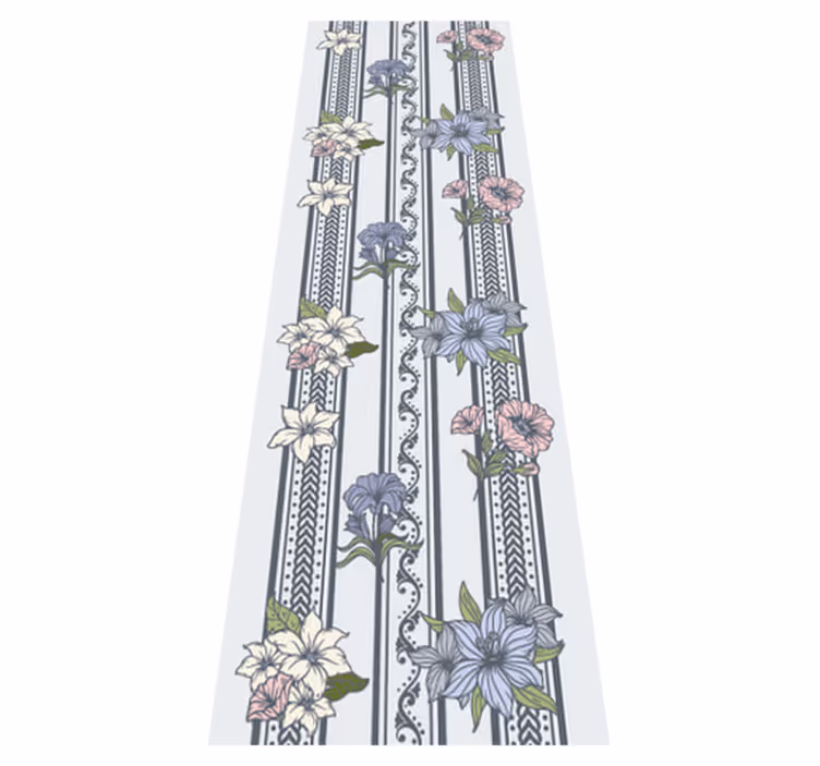 Tapis vinyle vintage design à rayures florales - TenStickers