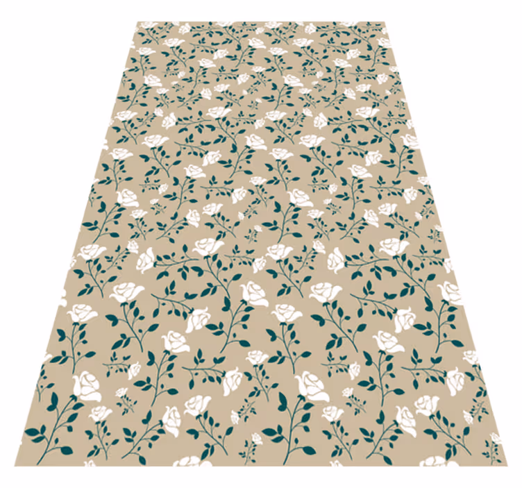Tapis vinyle vintage motif rose blanc vintage - TenStickers