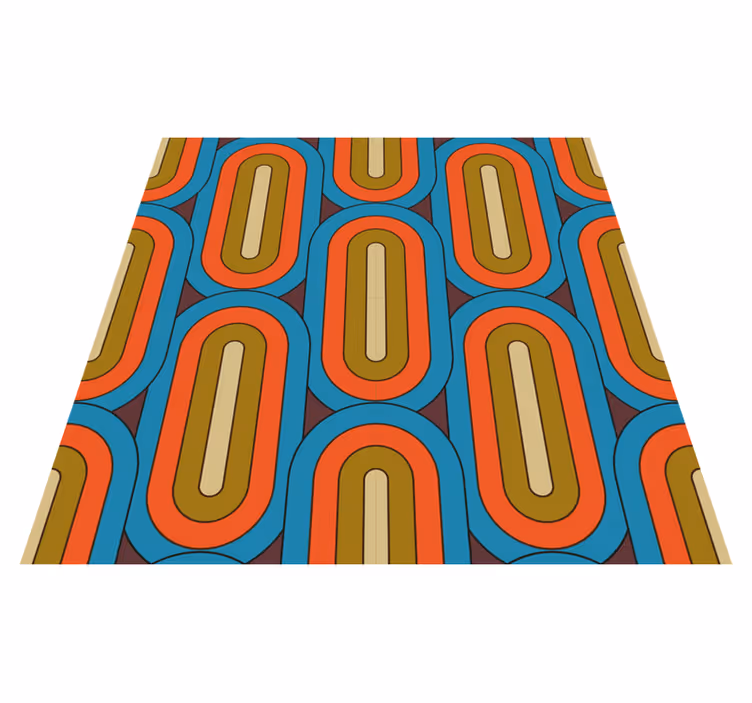Tapis vinyle vintage bleu rétro arrondi - TenStickers