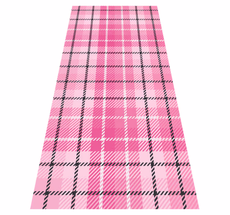 Tapis vinyle vintage tartan noir et rose - TenStickers