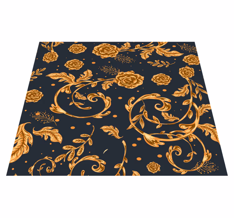 Tapis vinyle vintage feuille dorée - TenStickers
