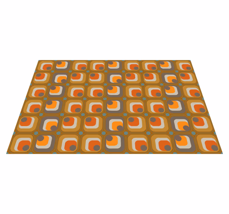Tapis vinyle vintage motif carreaux rétro 70's - TenStickers