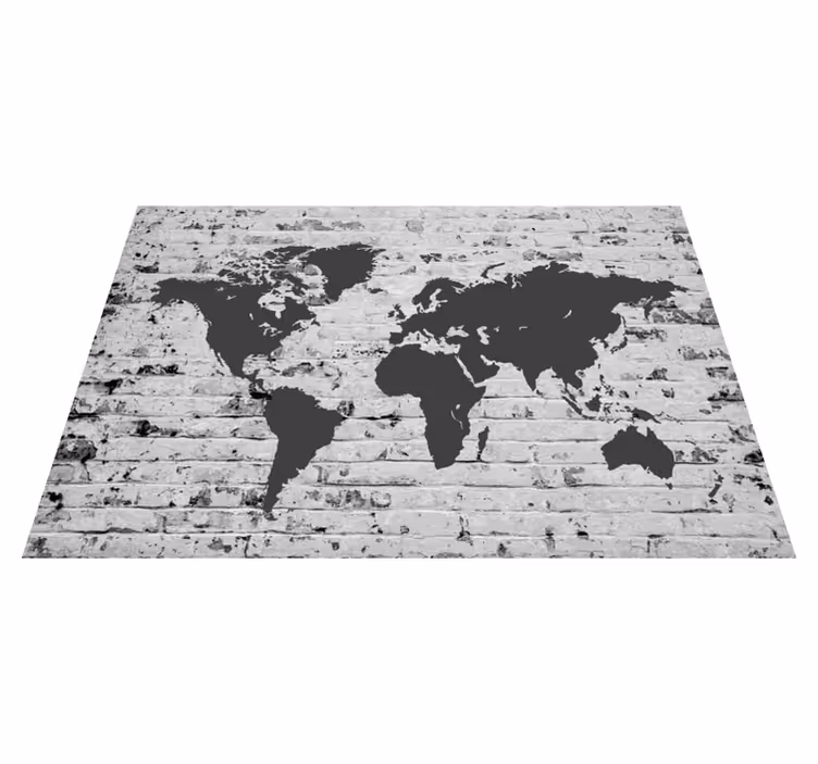 Tapis vinyle carte du monde murale brique blanche - TenStickers