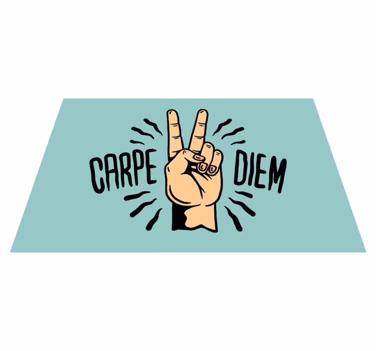 Tapis vinyle citation carpe diem illustration main paix - TenStickers