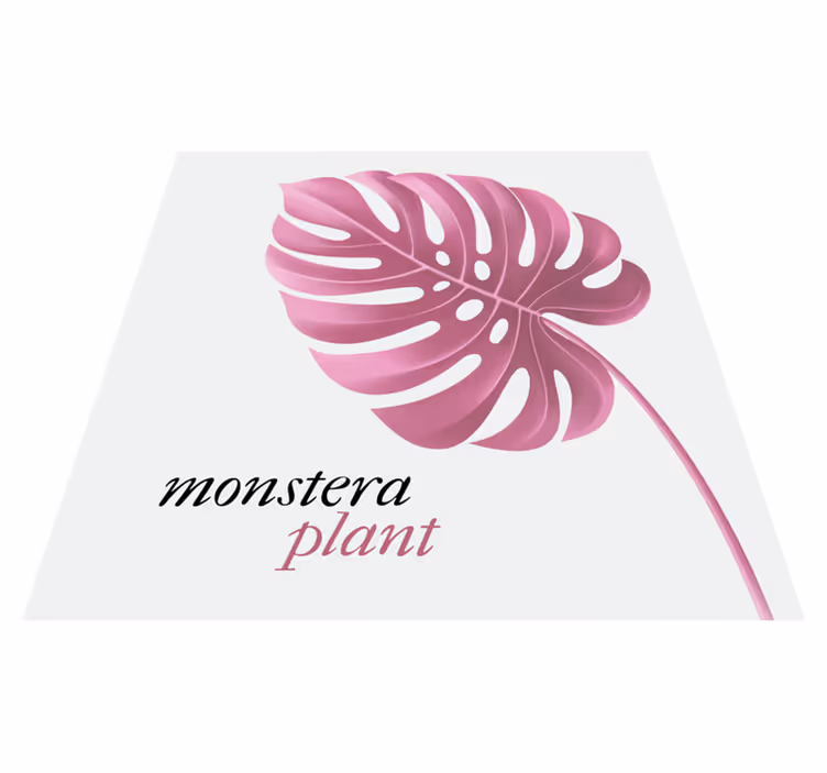 Tapis vinyle citation style monstera rose minimaliste - TenStickers