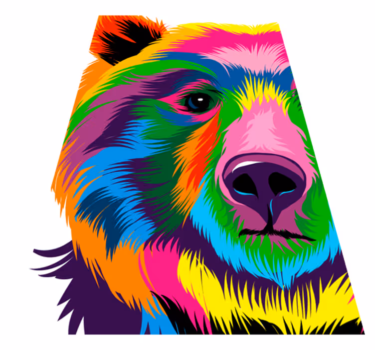 Tapis vinyle géométrique ours coloré - TenStickers