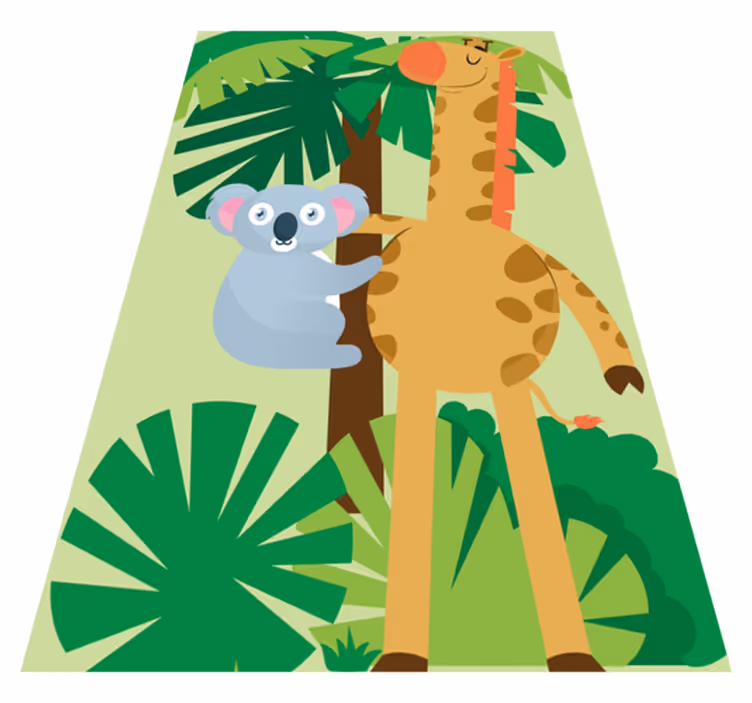 Tapis vinyle pour enfants koalas câlins avec une girafe - TenStickers