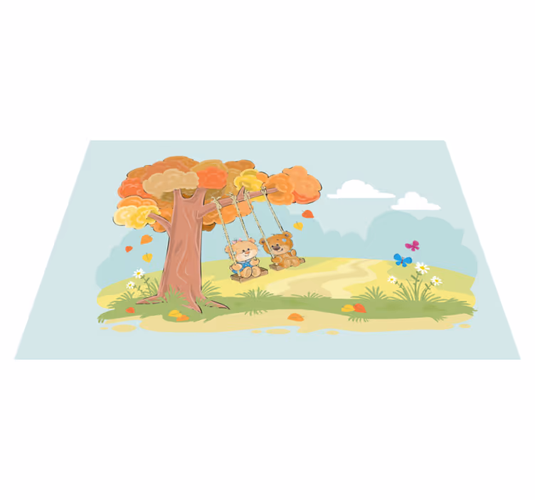 Tapis vinyle pour enfants ours en peluche dans les bois - TenStickers
